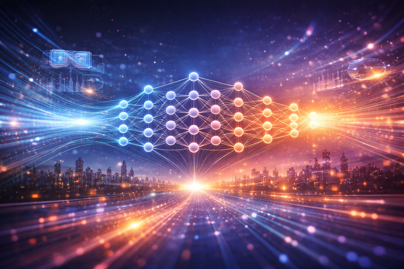 Futuristic illustration representing the future of deep learning and artificial intelligence