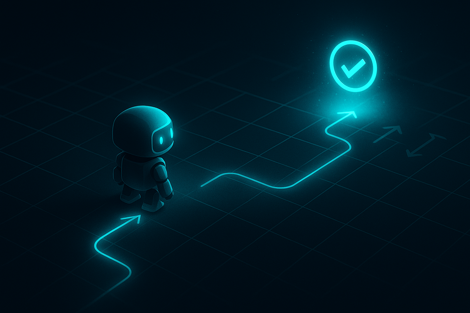 Illustration showing reinforcement learning through trial, error, and rewards.