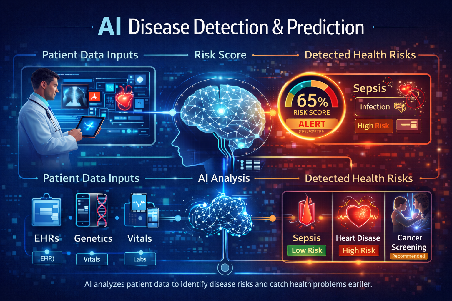 How AI detects diseases early and predicts health risks using patient data
