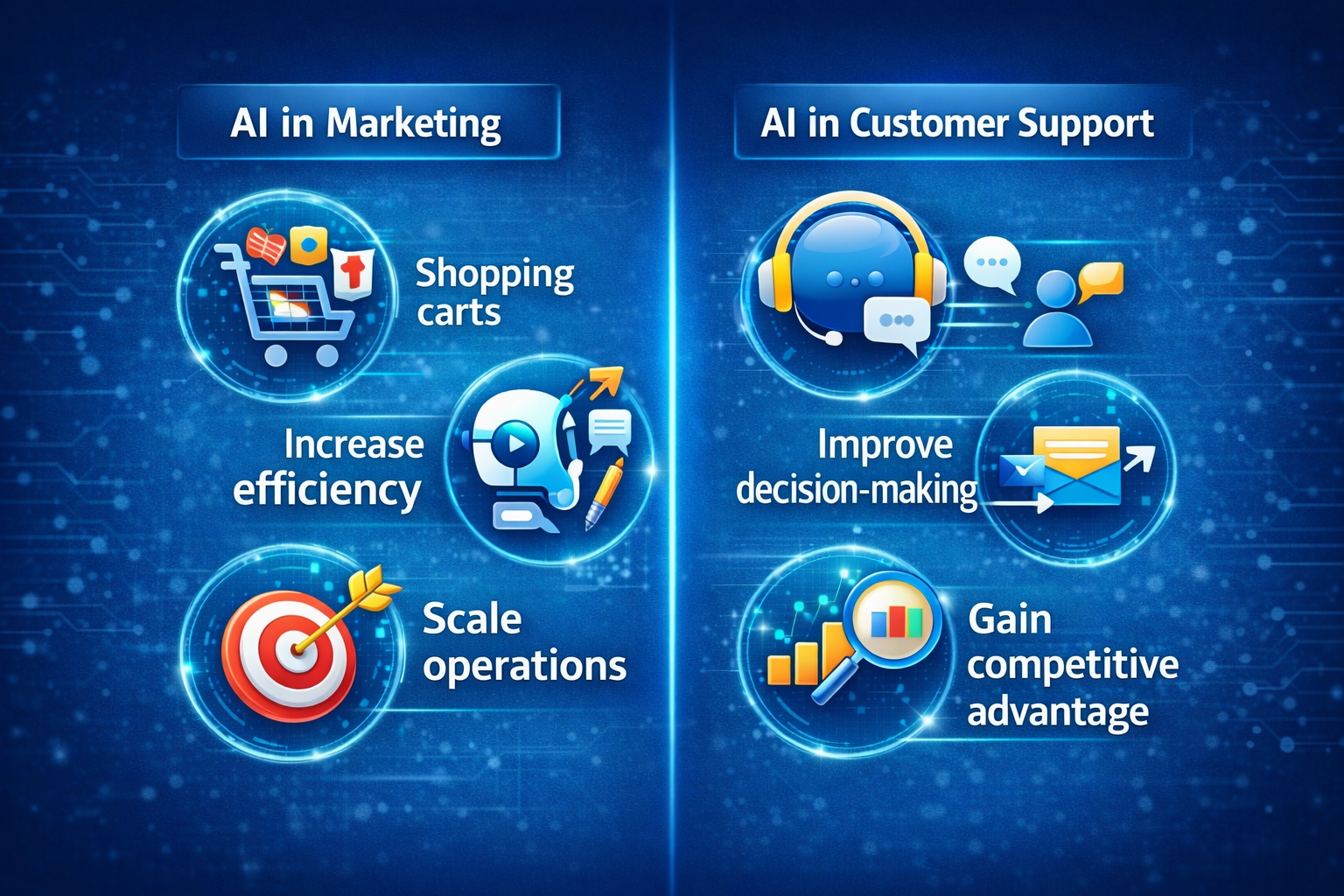 Examples of artificial intelligence used in marketing and customer support
