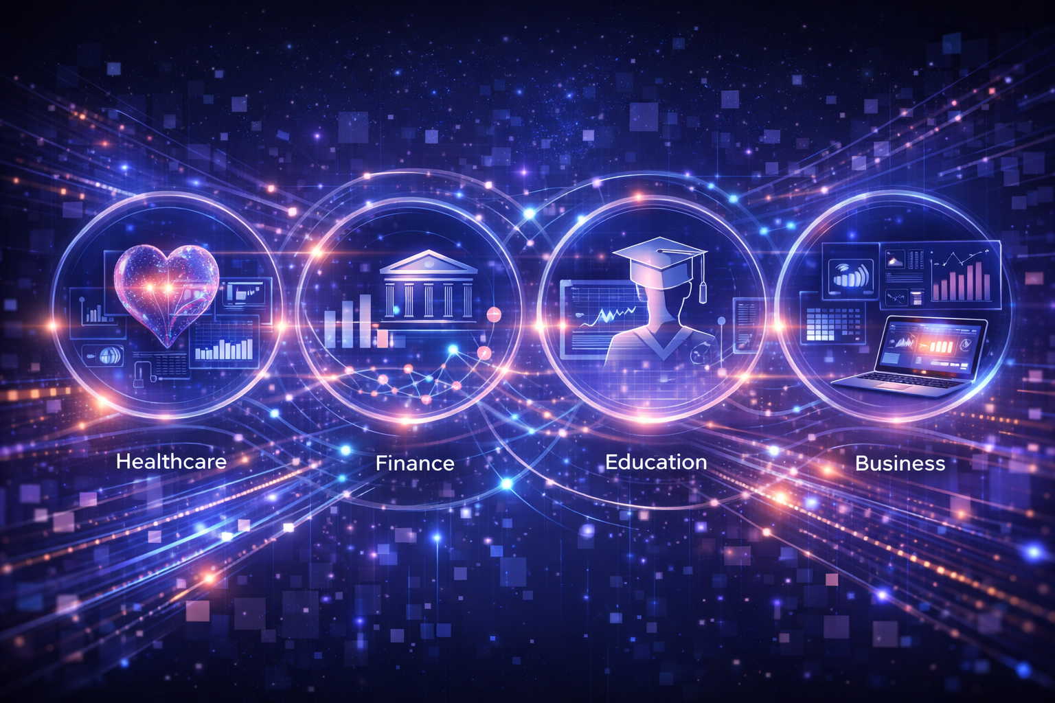 Artificial intelligence transforming healthcare, finance, education, and business industries