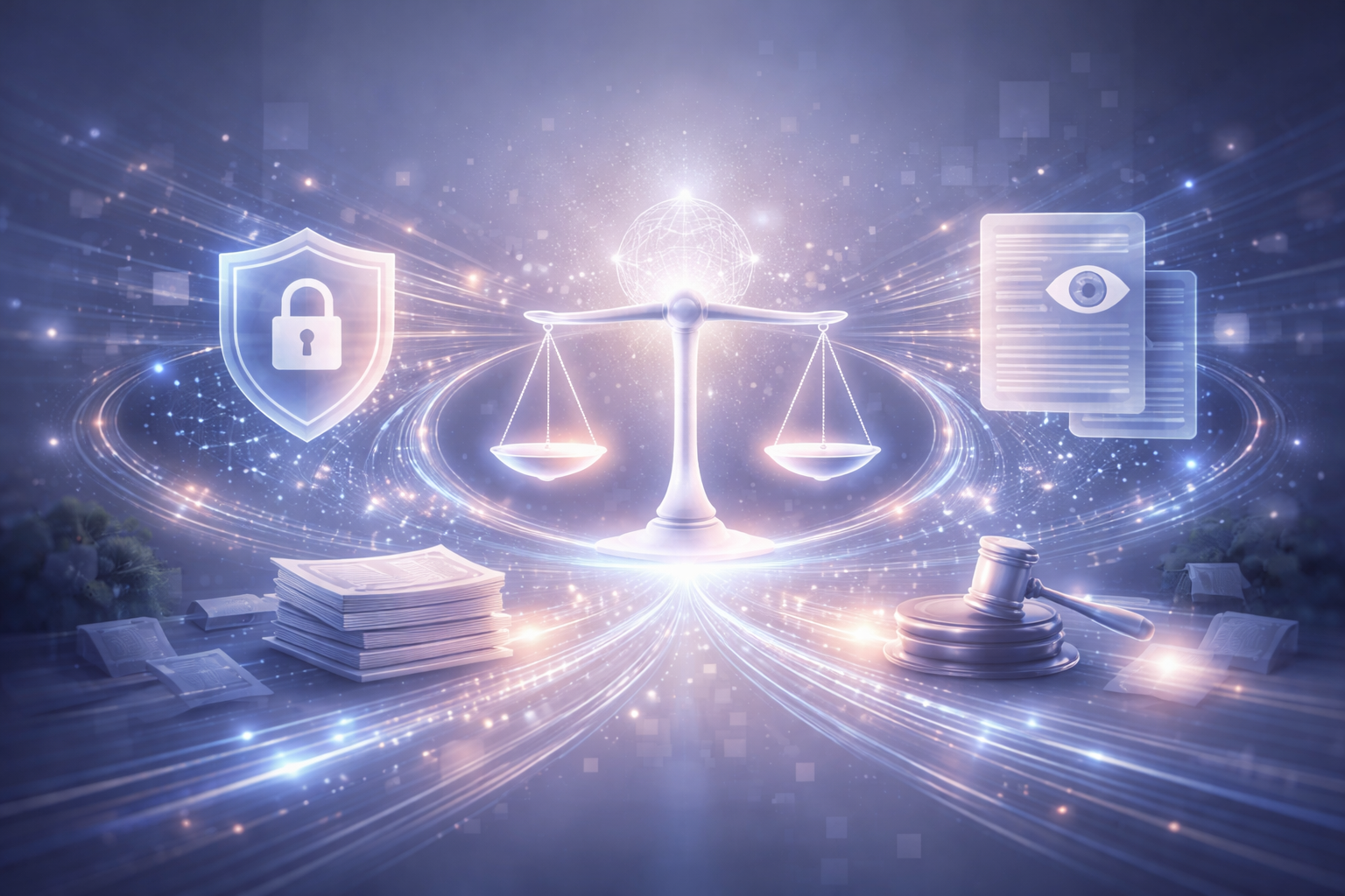 Conceptual illustration representing ethical challenges and risks of artificial intelligence