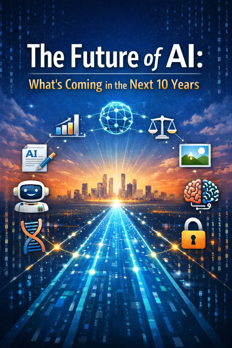 Future of AI predictions showing how artificial intelligence may evolve over the next 10 years