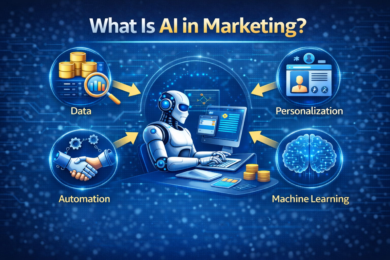What AI in marketing means and how artificial intelligence helps businesses automate and personalize marketing