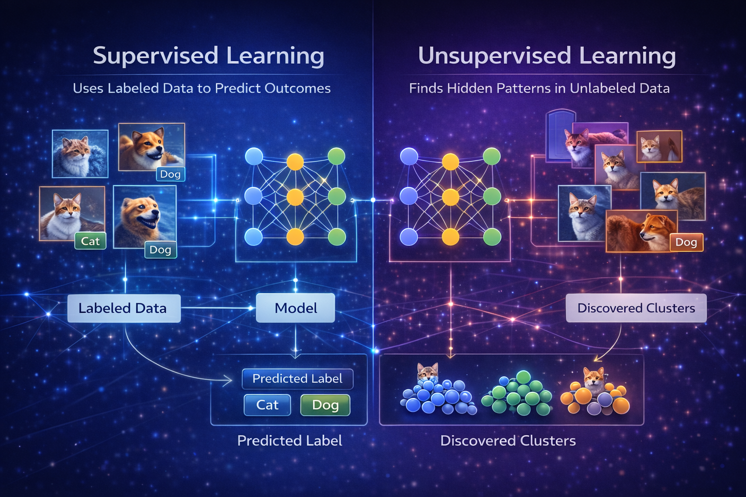 comparison between supervised and unsupervised learning