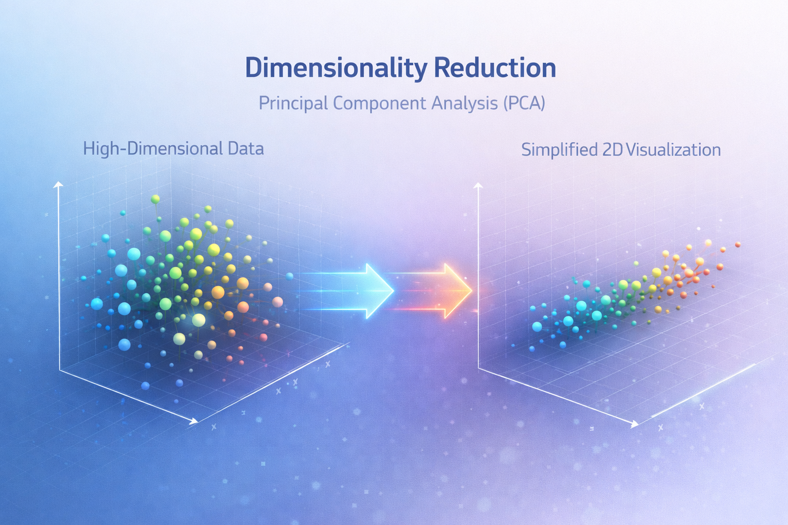 Dimensionality reduction example using PCA in unsupervised learning