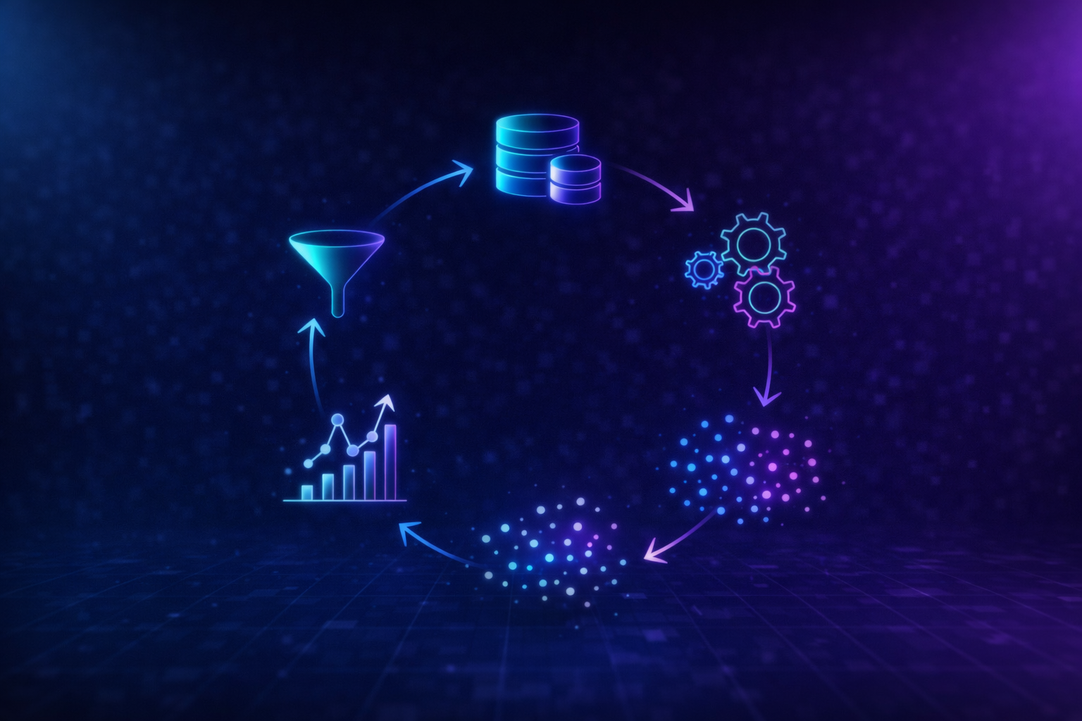 Workflow diagram showing steps in unsupervised learning from data input to insights
