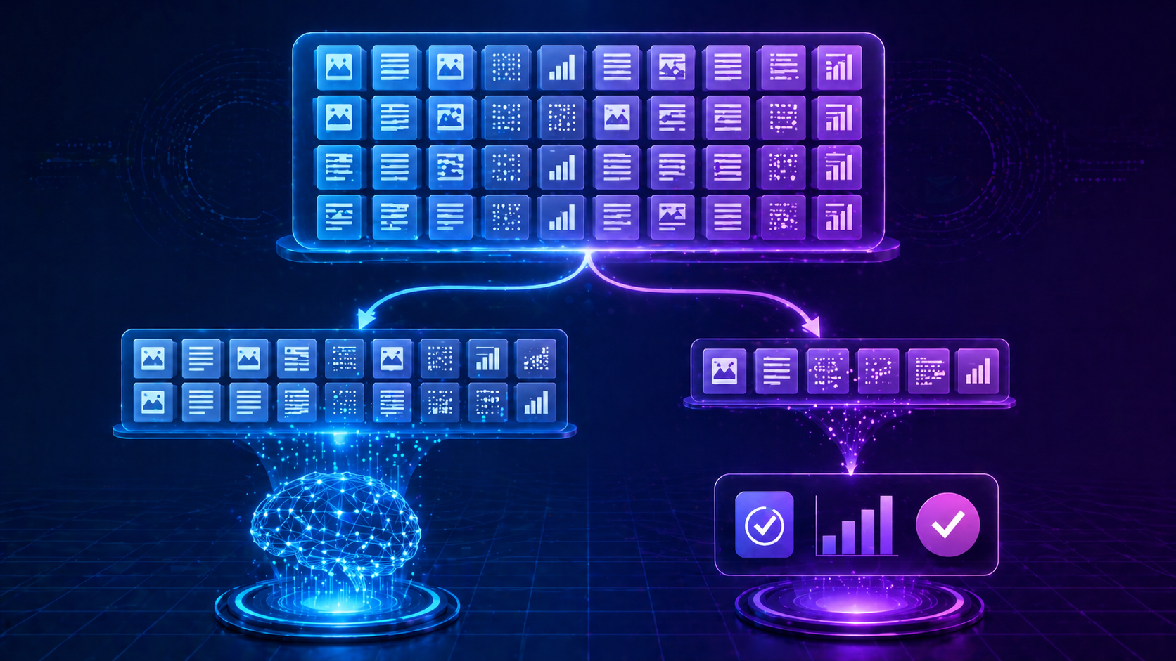 Diagram showing how a dataset is split into training and testing data sets