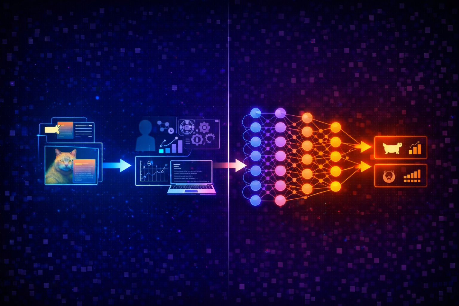 Comparison between machine learning and deep learning pipelines showing key differences