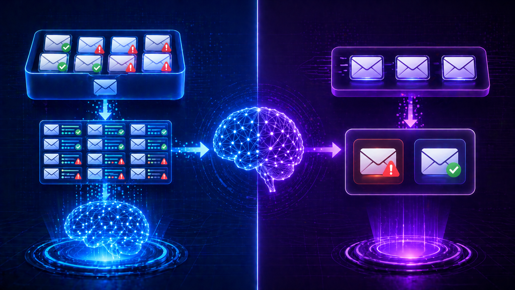 Example of training and testing data used in an email spam detection system